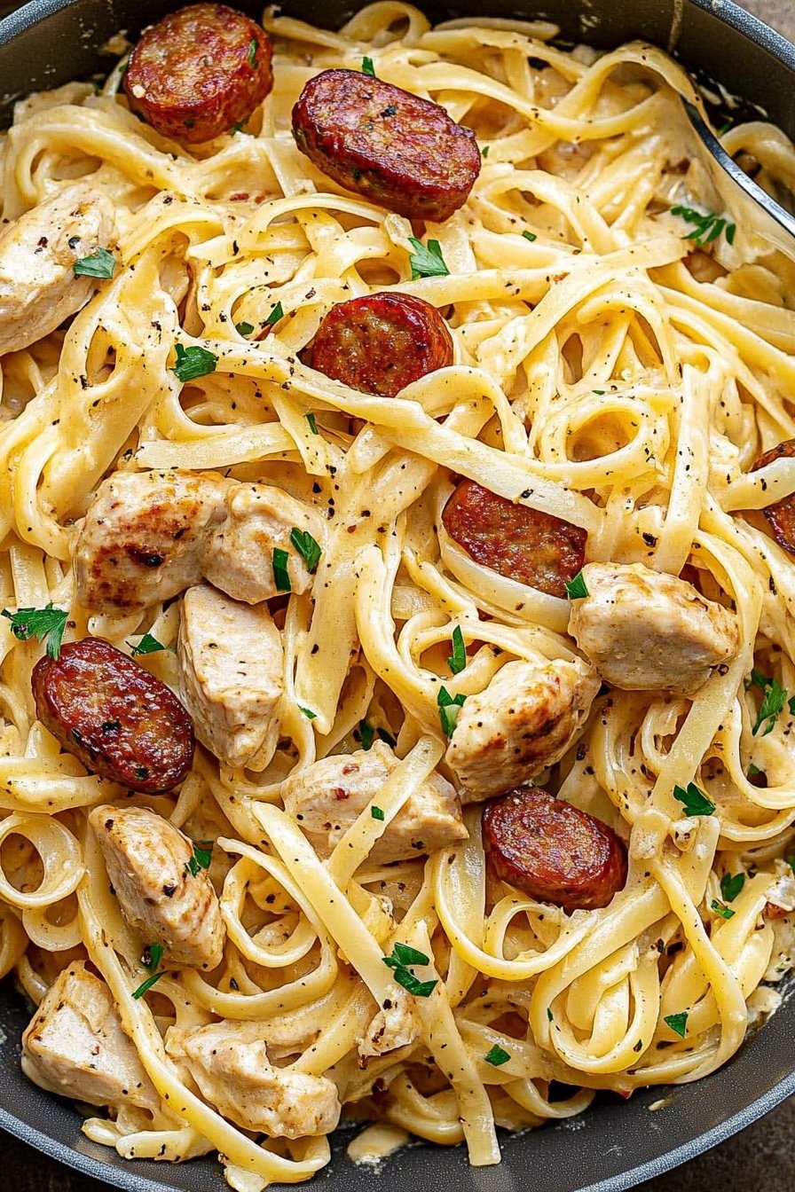 Cajun Chicken Sausage Alfredo Pasta