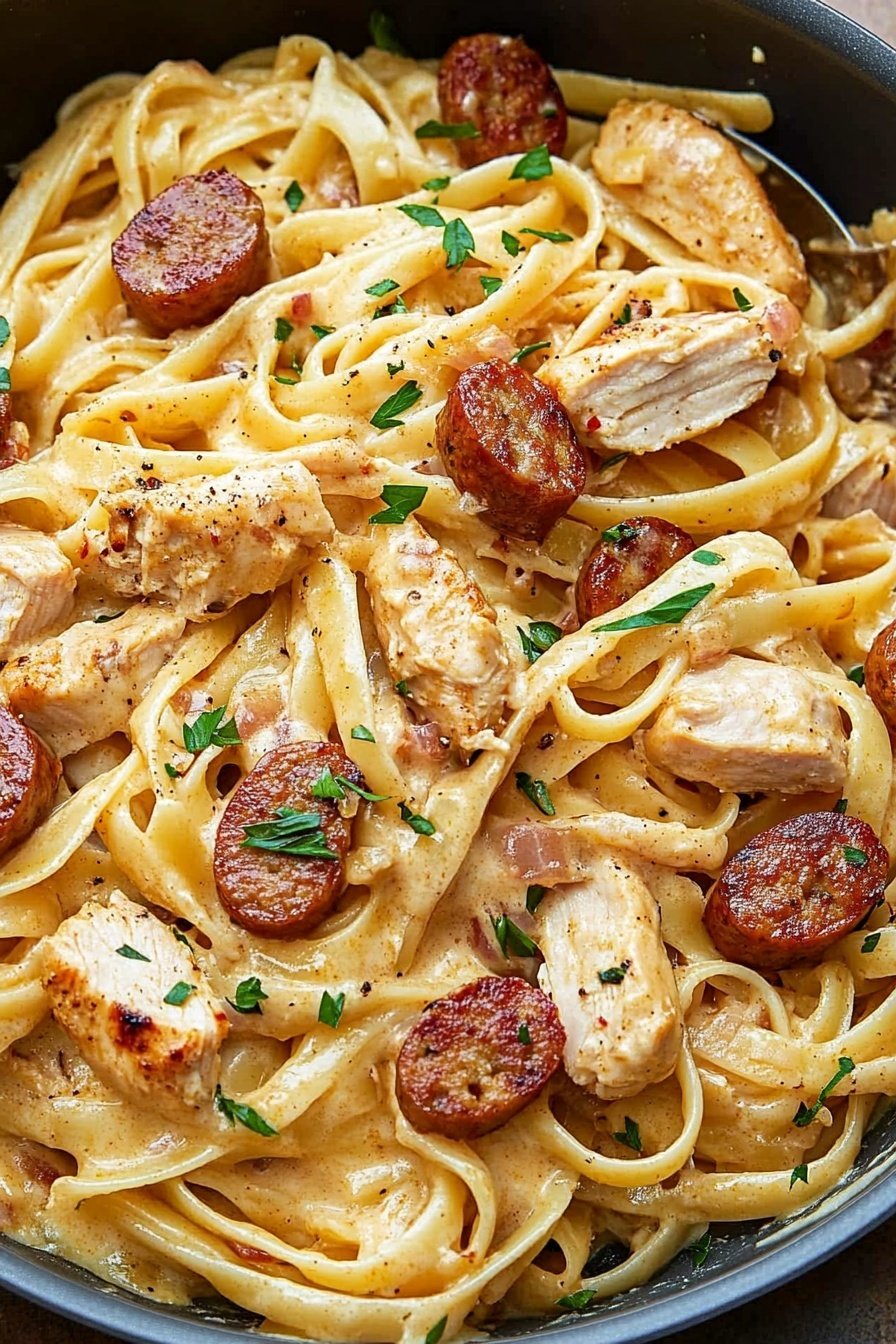 Cajun Chicken Sausage Alfredo Pasta