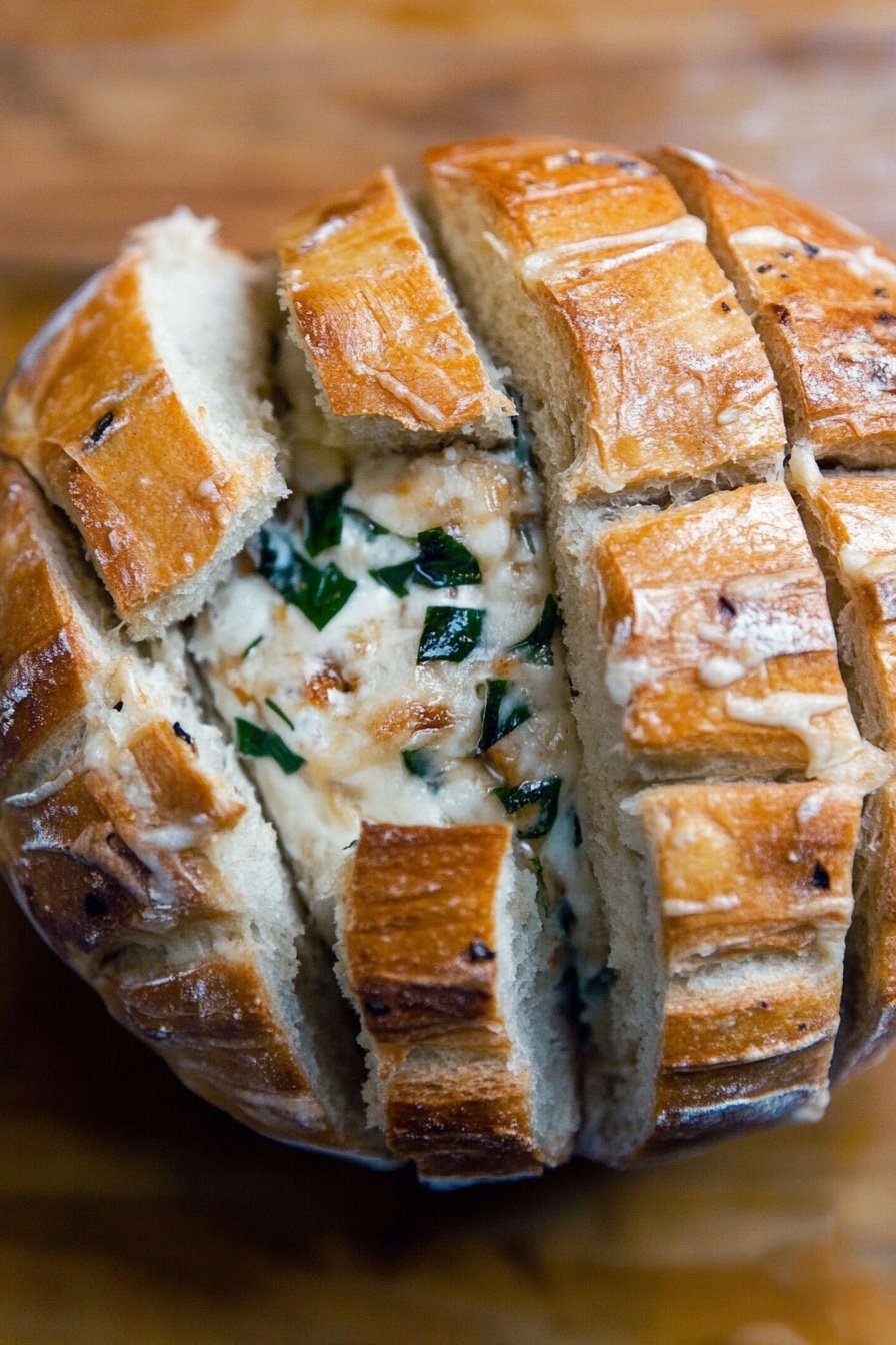 Cheesy Pull Apart Sourdough Loaf