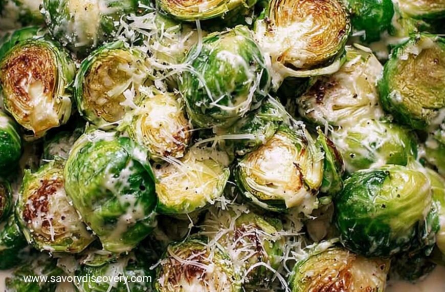 Creamy Garlic Parmesan Brussels Sprouts Recipe