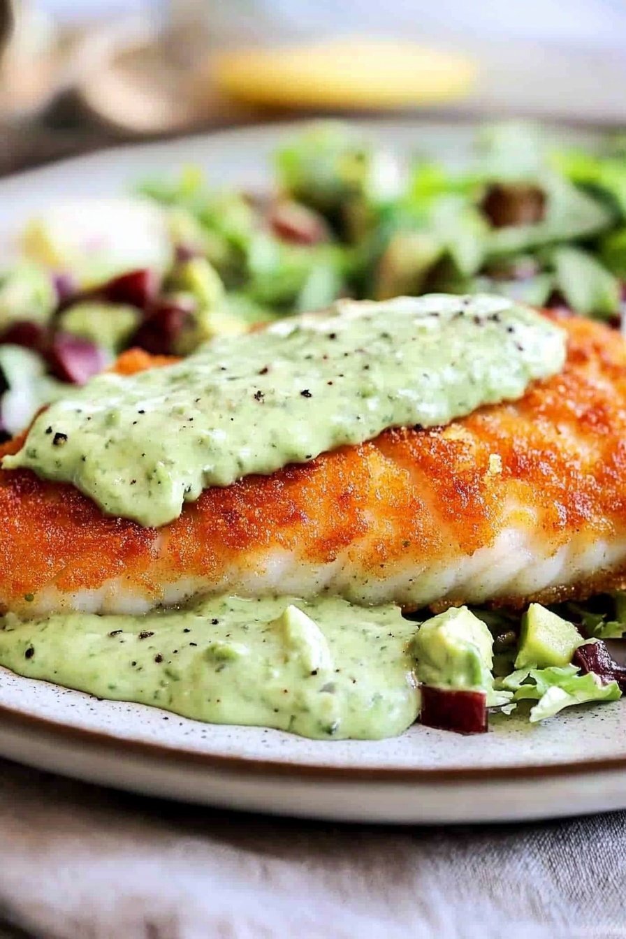 Crispy Cod with Creamy Avocado Sauce