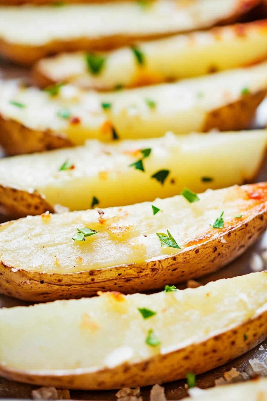 Crispy Garlic Roasted Potato Wedges