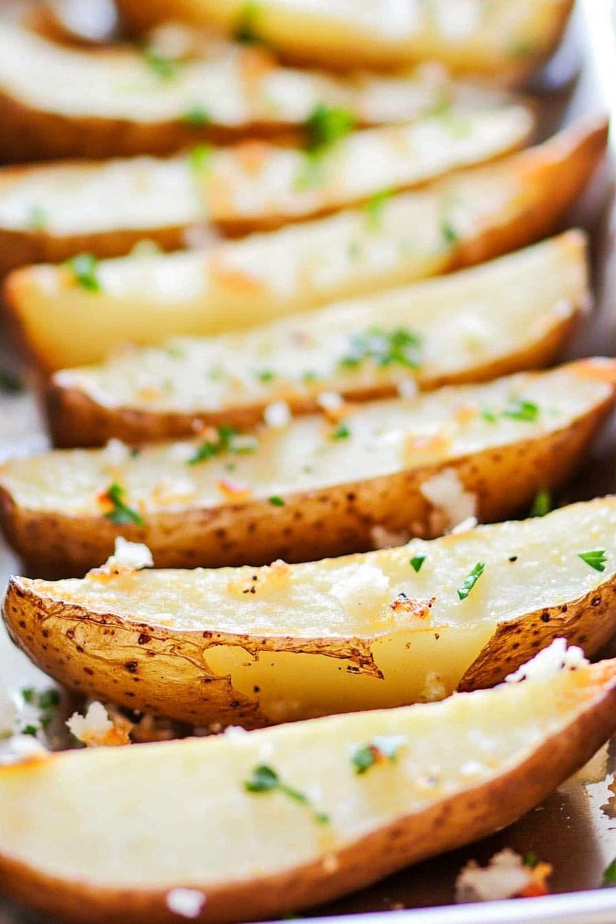 Crispy Garlic Roasted Potato Wedges