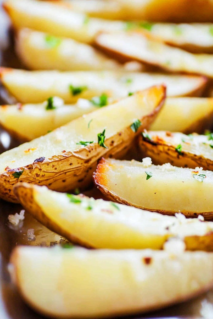 Crispy Garlic Roasted Potato Wedges