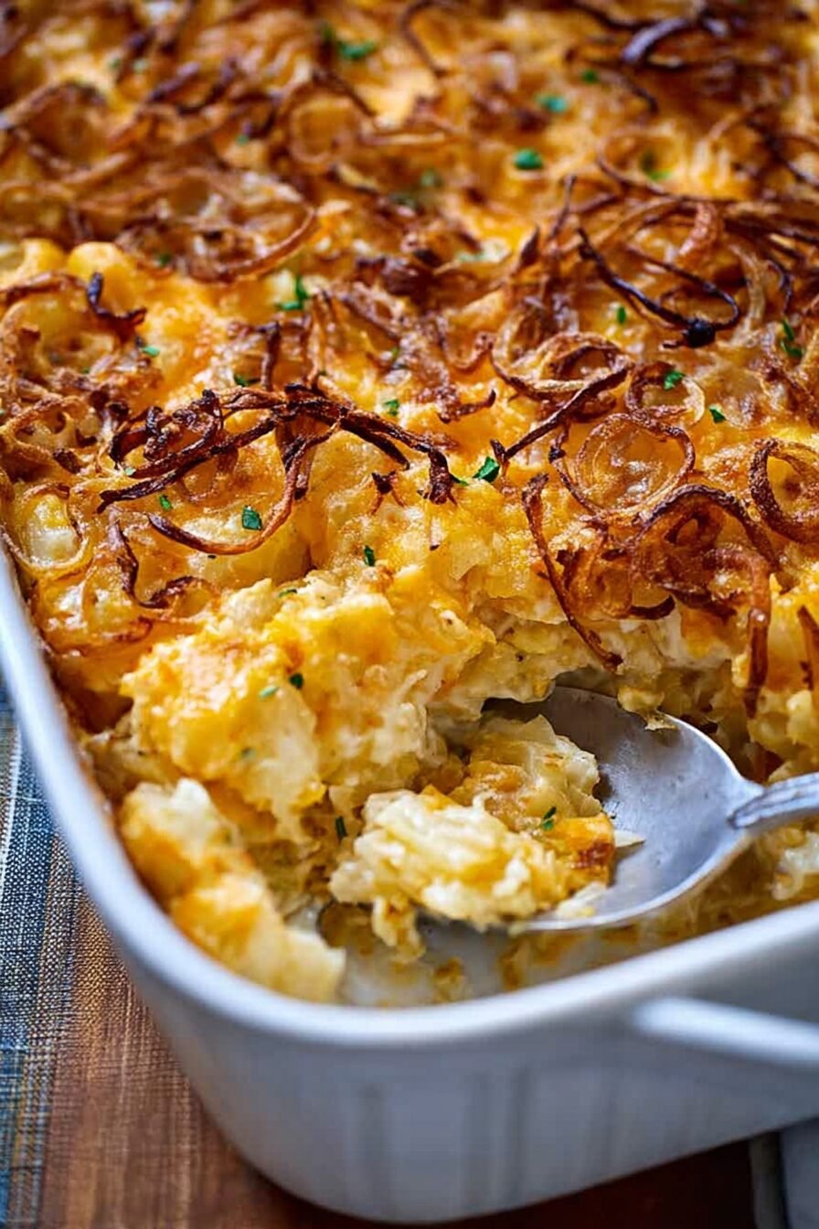 French Onion Funeral Potatoes Casserole Recipe