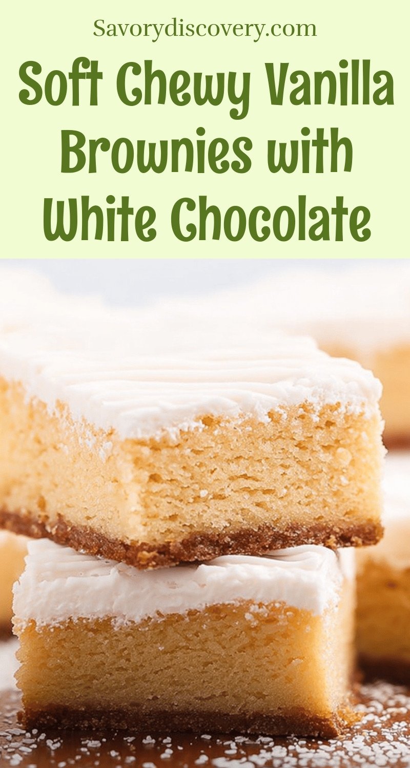 Soft Chewy Vanilla Brownies with White Chocolate