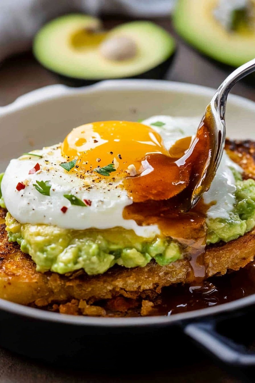 Spicy Avocado Hash Brown Toast