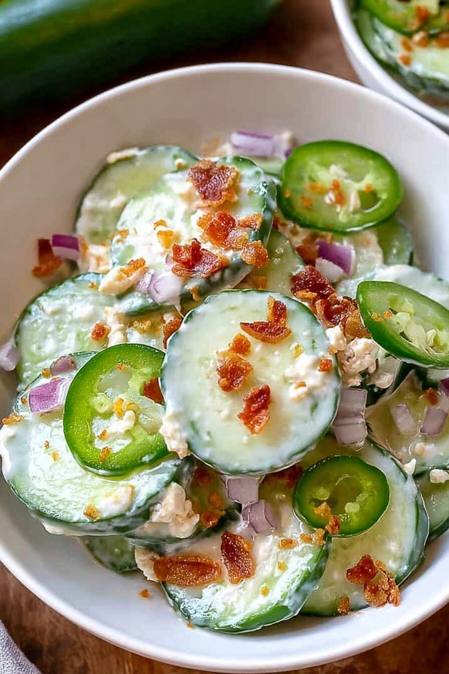 Spicy Jalapeno Popper Cucumber Salad