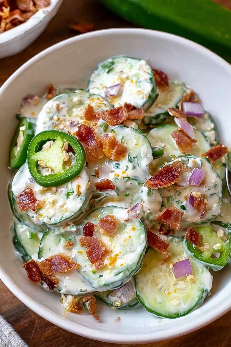 Spicy Jalapeno Popper Cucumber Salad
