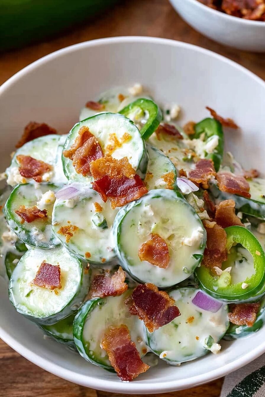 Spicy Jalapeno Popper Cucumber Salad