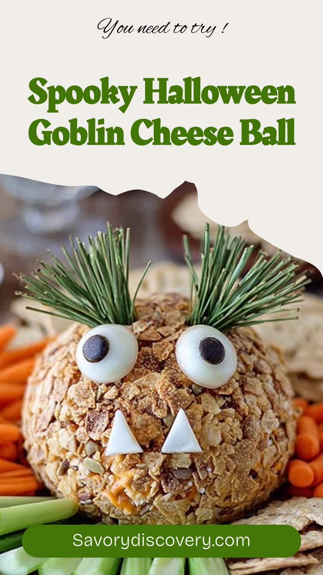 Spooky Halloween Goblin Cheese Ball