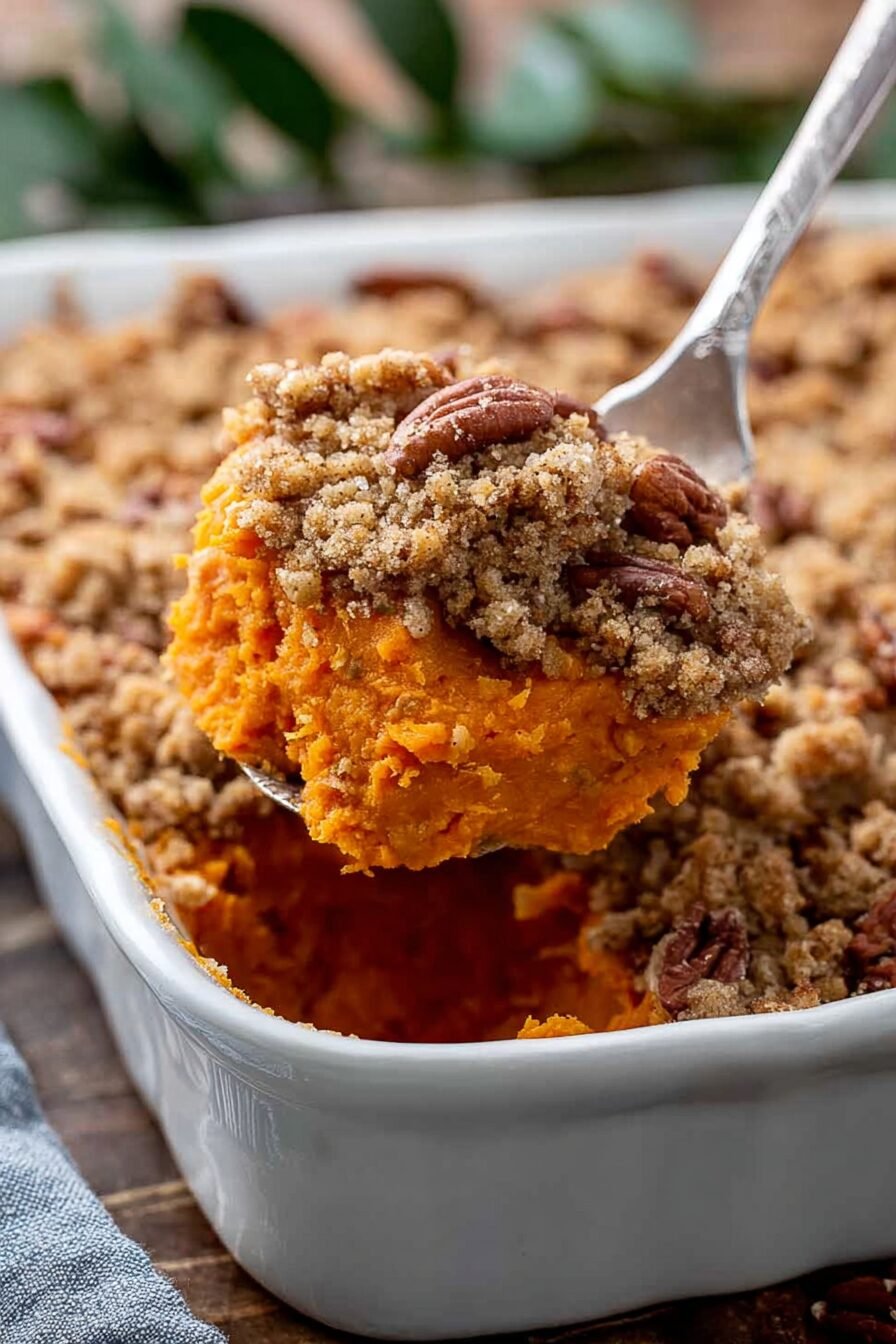 Sweet Potato Casserole with Pecan Streusel