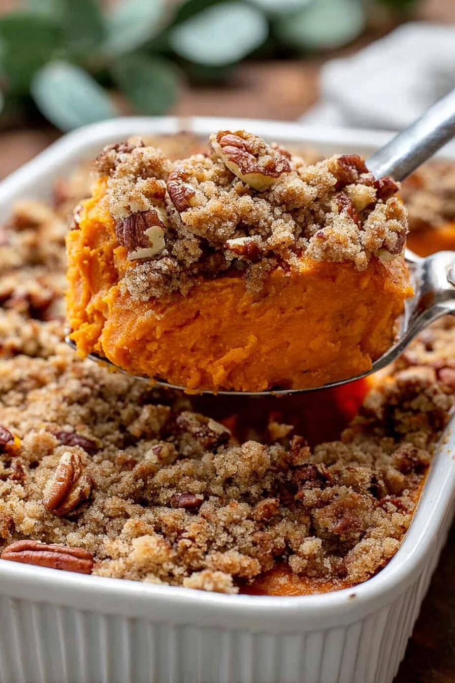 Sweet Potato Casserole with Pecan Streusel