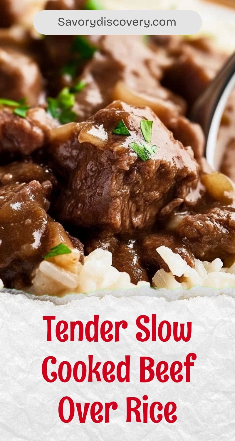 Tender Slow Cooked Beef Over Rice