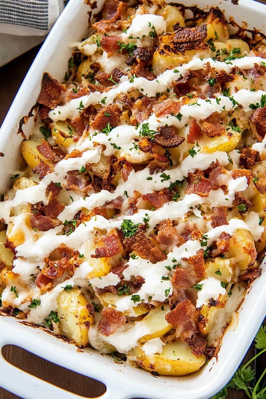 Bacon Ranch Roasted Potato Casserole