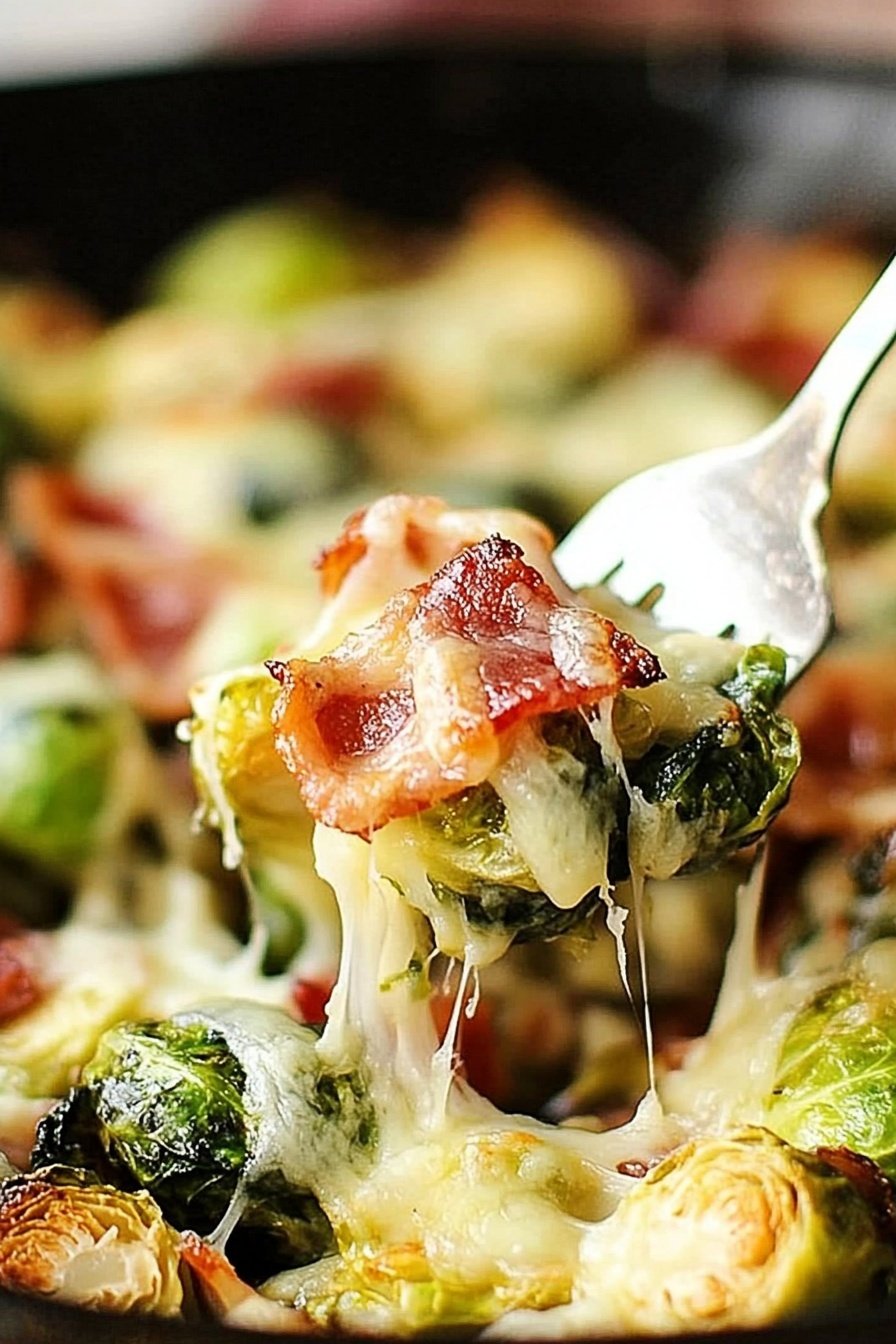 Bacon and Cheese Brussels Sprouts Bake