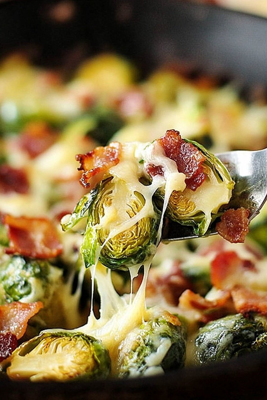 Bacon and Cheese Brussels Sprouts Bake