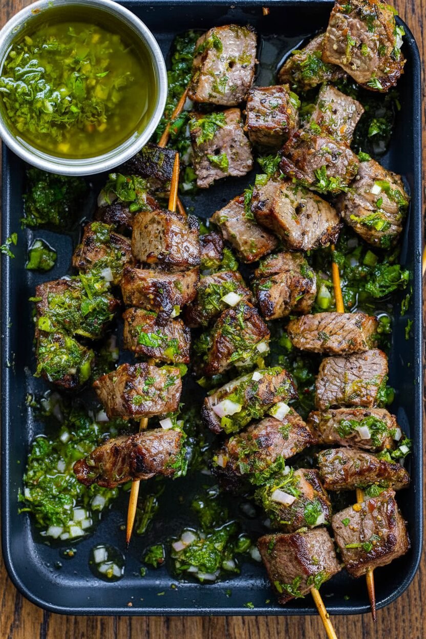Chimichurri Steak Skewers Recipe for Grilling