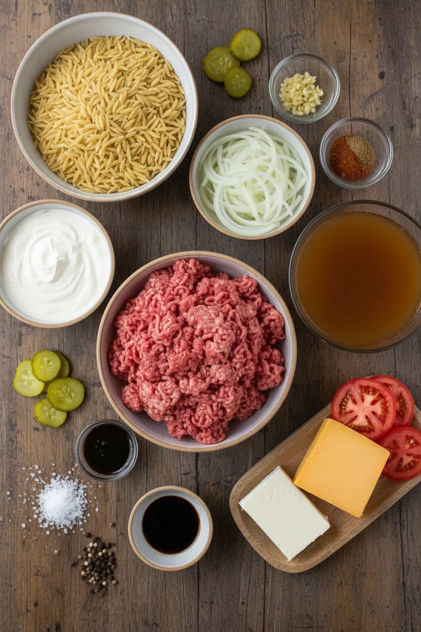 Creamy Cheeseburger Orzo Skillet Recipe