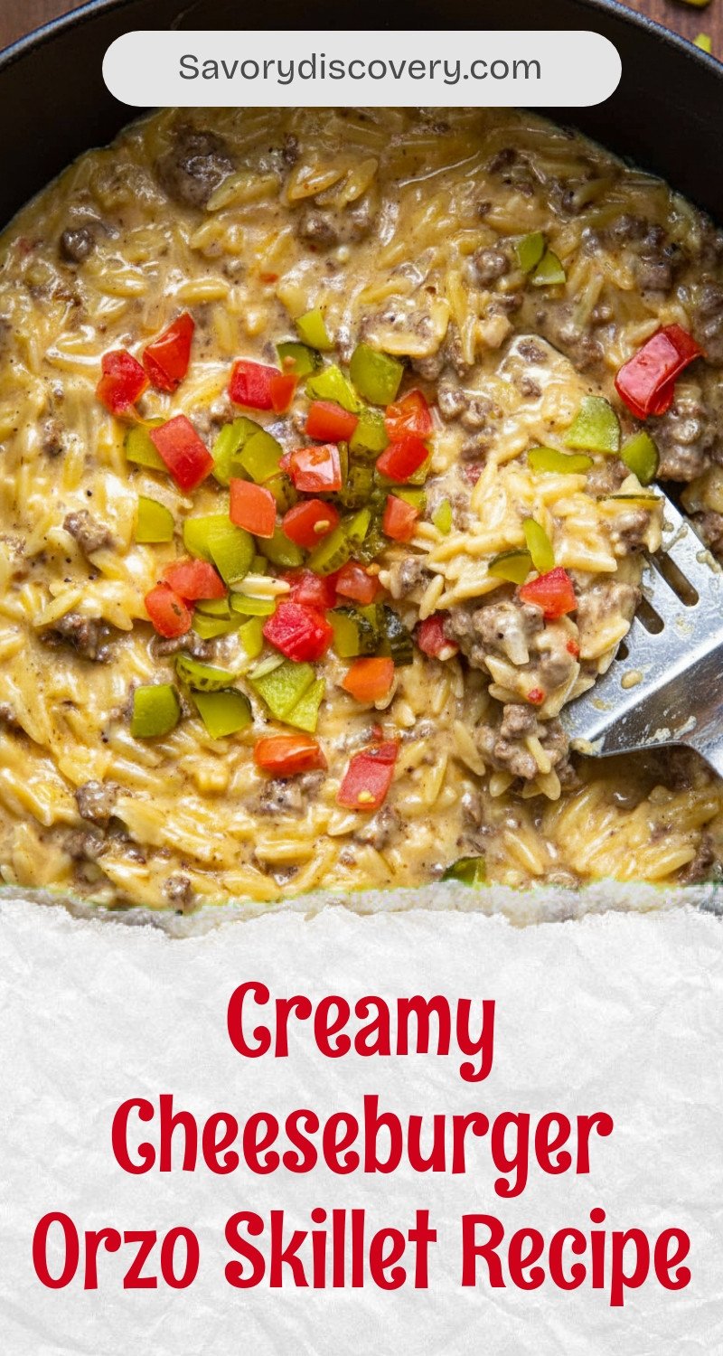 Creamy Cheeseburger Orzo Skillet Recipe