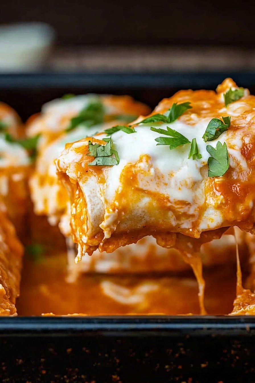 Spicy Buffalo Chicken Enchilada Bake