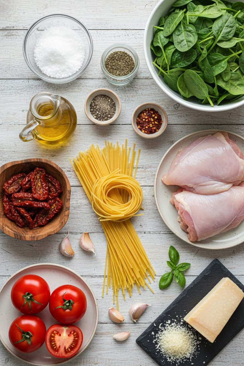 Tomato Spinach Chicken Spaghetti Recipe