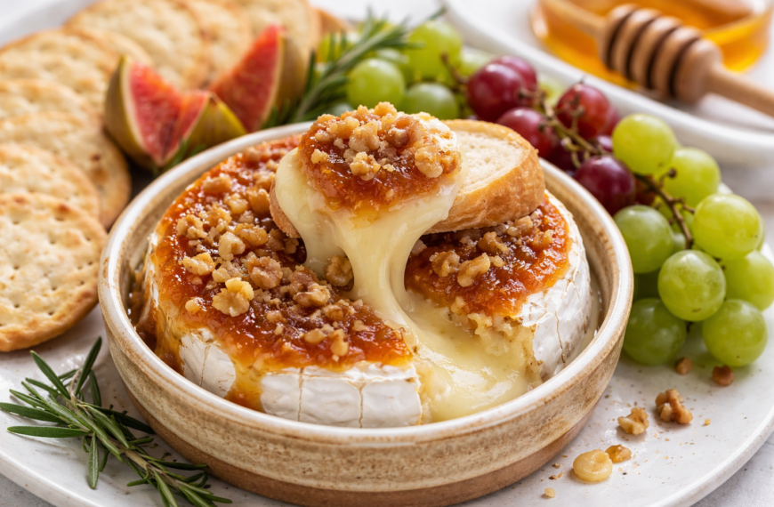 This warm, gooey baked brie appetizer, with sweet jam and nuts,&hellip;