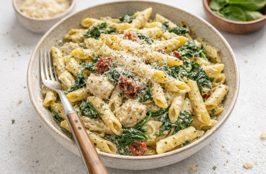 This one-pot pesto chicken pasta recipe creates a rich, creamy sauce&hellip;