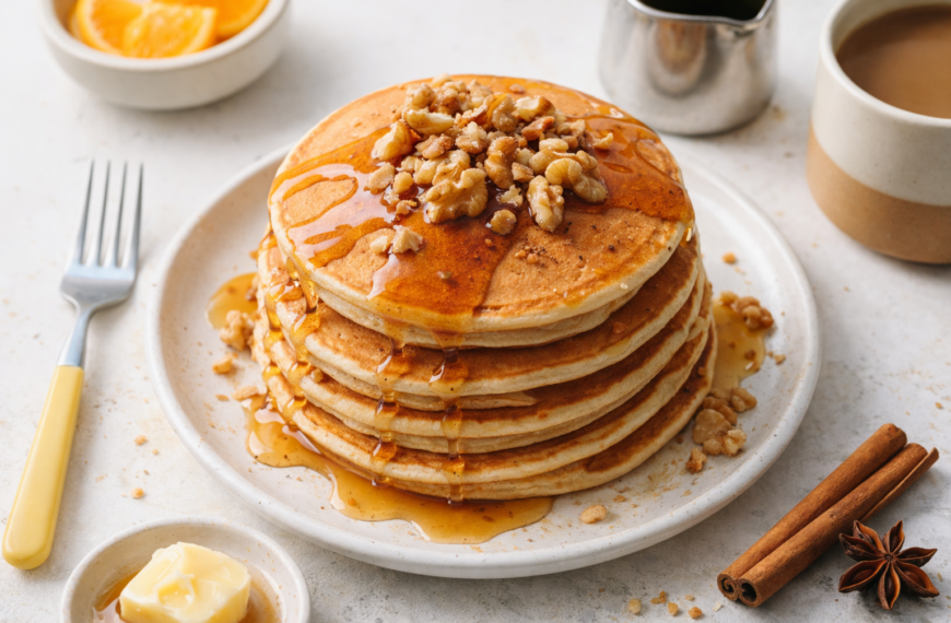 Fluffy pancakes drizzled with maple syrup, a simple, comforting breakfast recipe&hellip;