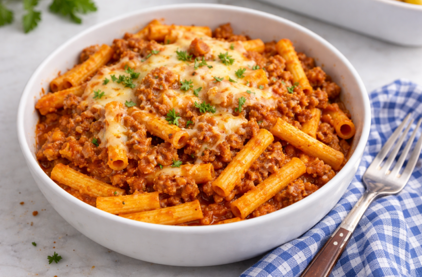 A simple, satisfying baked ziti recipe, with Italian sausage and three&hellip;