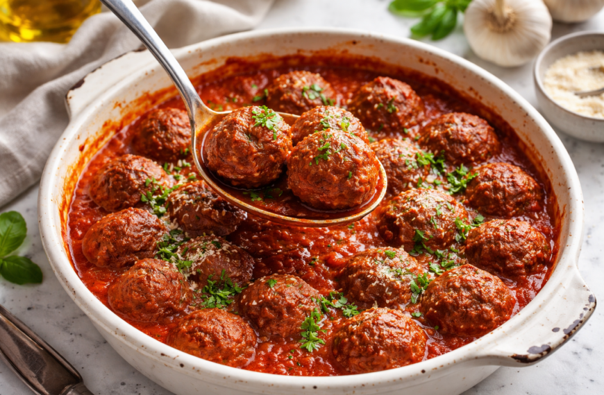 Tender, homemade Italian meatballs, simmered in a simple tomato sauce, are&hellip;
