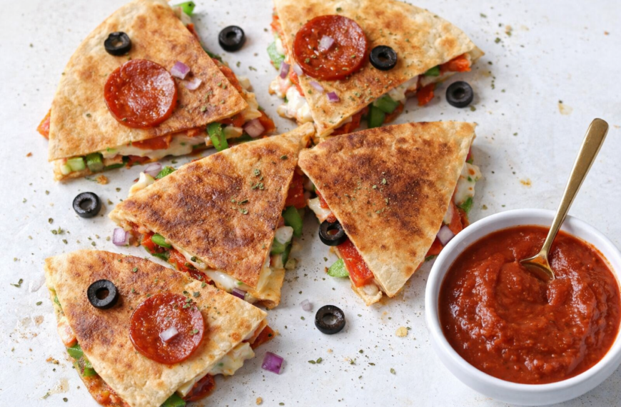 The perfect pizzadilla recipe, a crispy tortilla filled with pepperoni and&hellip;