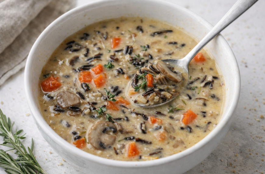 This creamy mushroom and wild rice soup is a hearty dinner,&hellip;