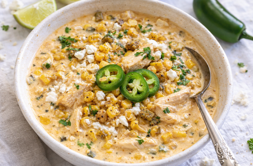 This creamy white chicken chili, inspired by Mexican street corn, is&hellip;