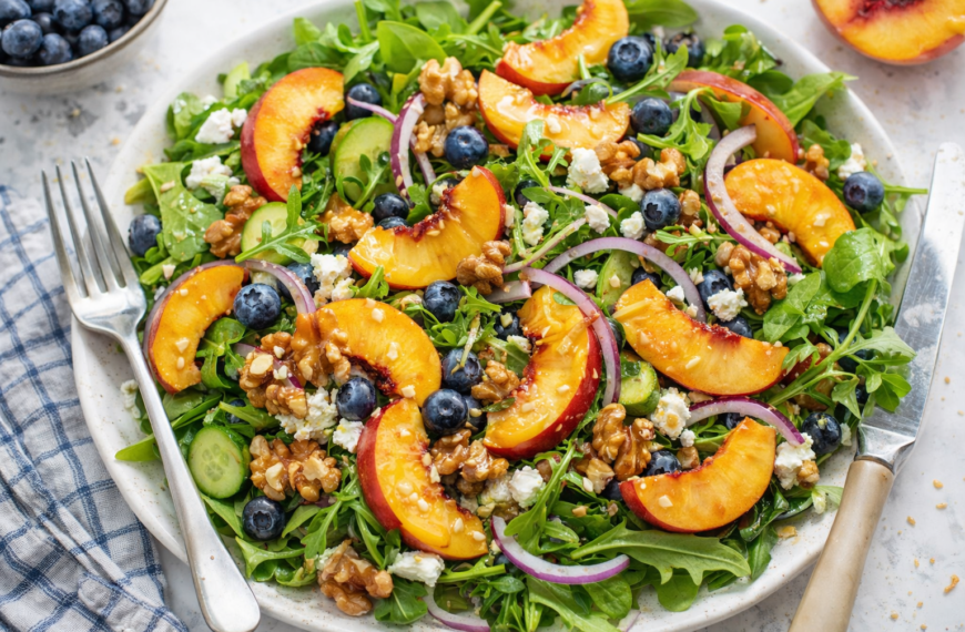 Brighten your summer table with this vibrant peach salad recipe, featuring&hellip;