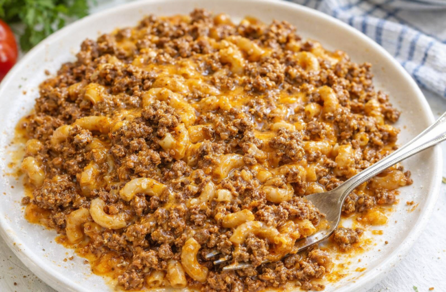 A one-pan hamburger skillet recipe, ready in minutes, for a cheesy,&hellip;