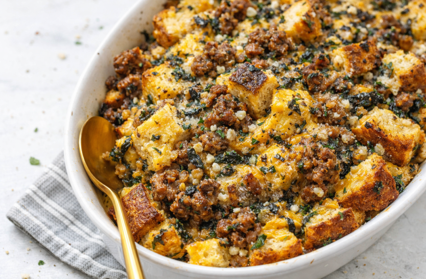 Make this sausage and cheddar breakfast strata the night before, for&hellip;