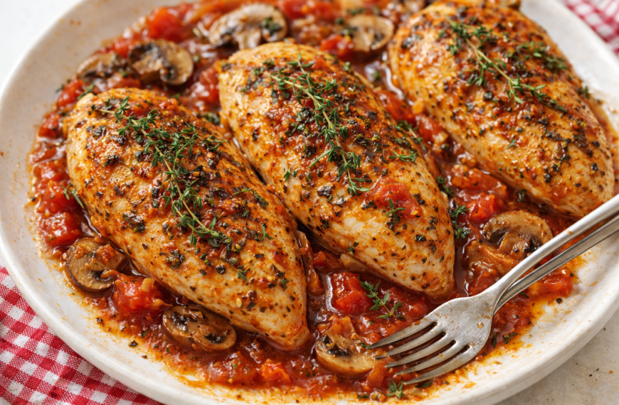 A creamy, savory gravy smothers tender chicken pieces, creating a simple,&hellip;