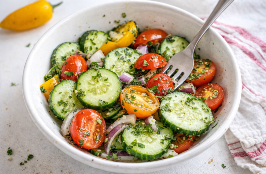This crisp cucumber tomato salad is your new summer staple, ready&hellip;