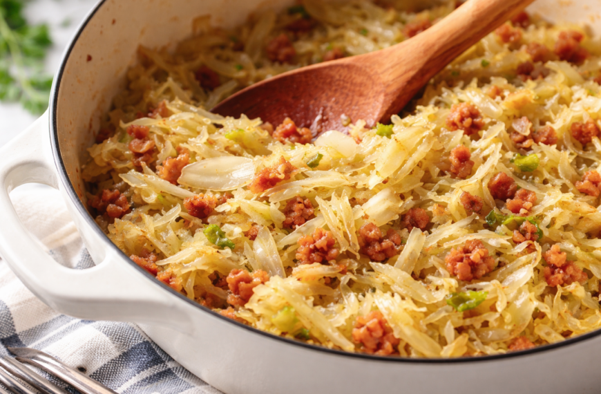 Crispy bacon and tender cabbage come together in one pan, for&hellip;