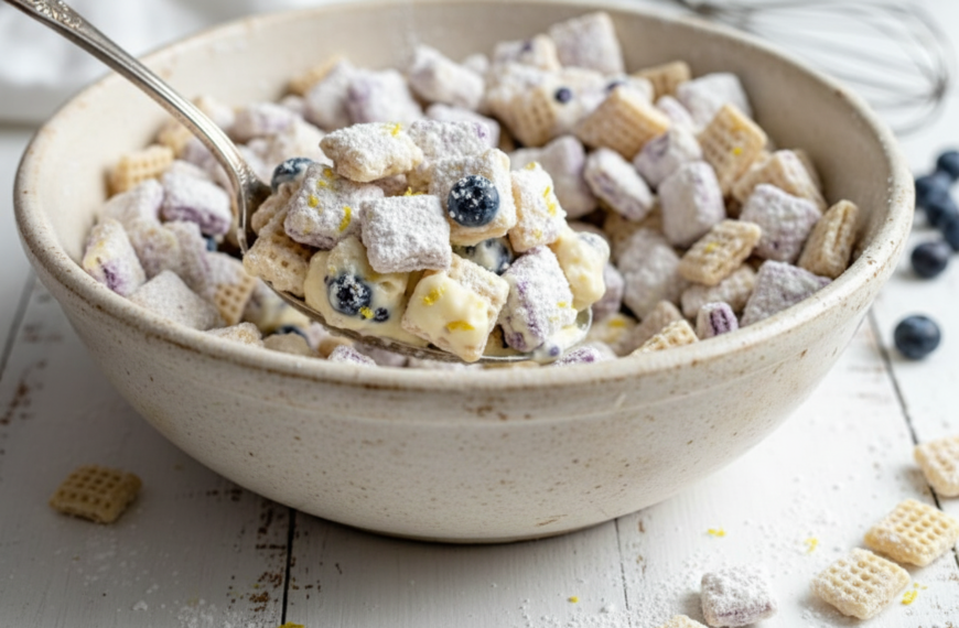 Blueberry Lemon Cheesecake Puppy Chow