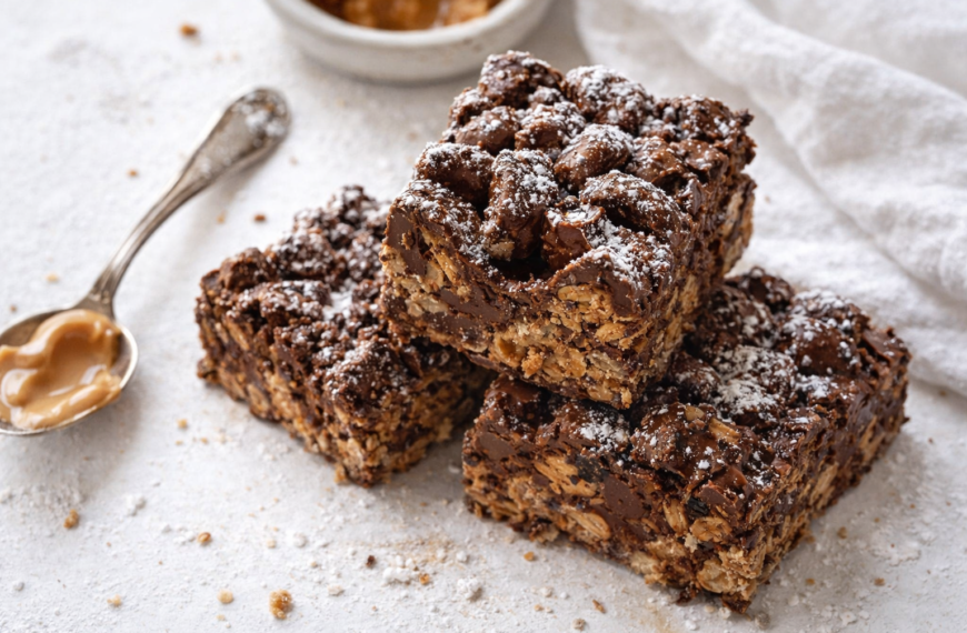 No-Bake Chocolate Peanut Butter Bars, with a secret crunchy twist for&hellip;