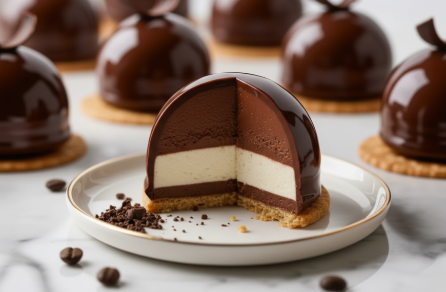 Elegant Chocolate Mascarpone Dome Dessert with Glossy Shells – Emma’s Cake&hellip;
