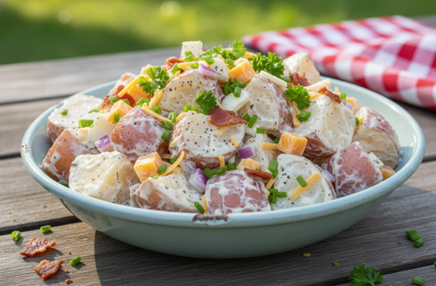 Creamy Red Potato Salad with Bacon and Cheddar