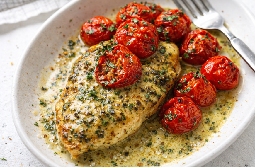 This creamy pesto chicken with roasted tomatoes is a one-pan wonder,&hellip;