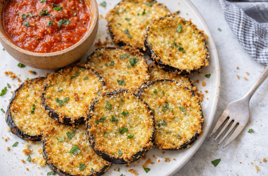 Crispy Parmesan Eggplant Slices, a healthy snack from the air fryer,&hellip;