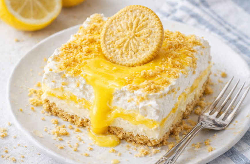 This creamy, no-bake lemon Oreo dessert, sets in your fridge for&hellip;