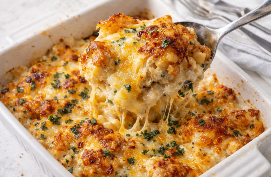 This creamy, cheesy chicken casserole is a family favorite, made with&hellip;
