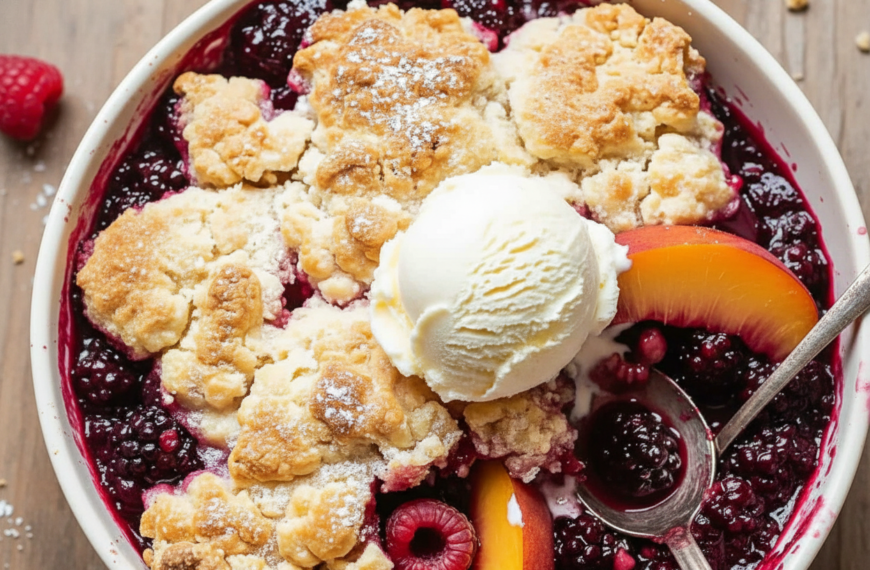 Easy Peach and Raspberry Cobbler – Savvy Bites