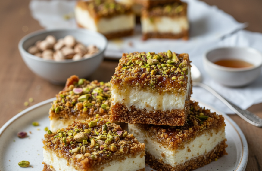 Greek Honey Pistachio Cheesecake Bars –